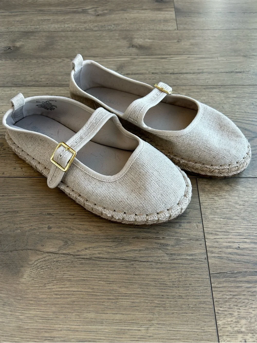 Old Navy Canvas Mary Jane Espadrille Flats with Gold Buckle